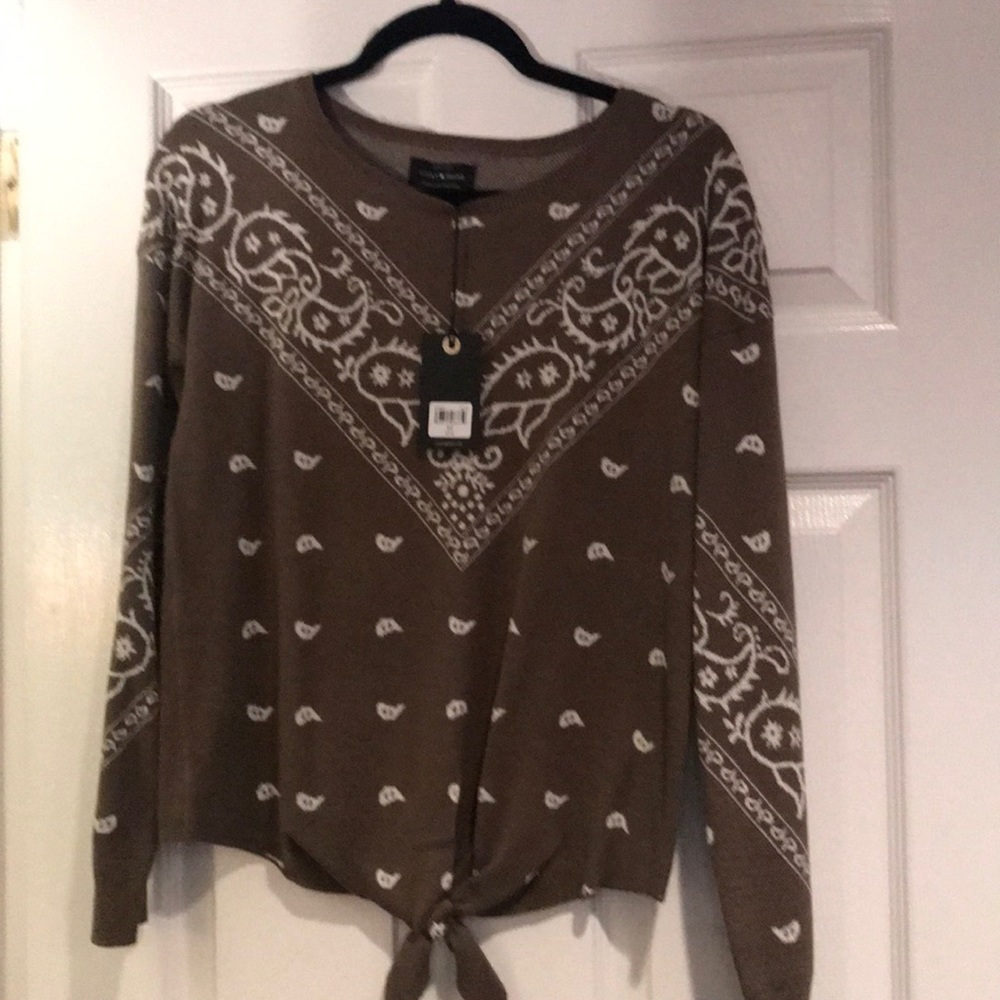 Olive Green and white lucky brand shirt